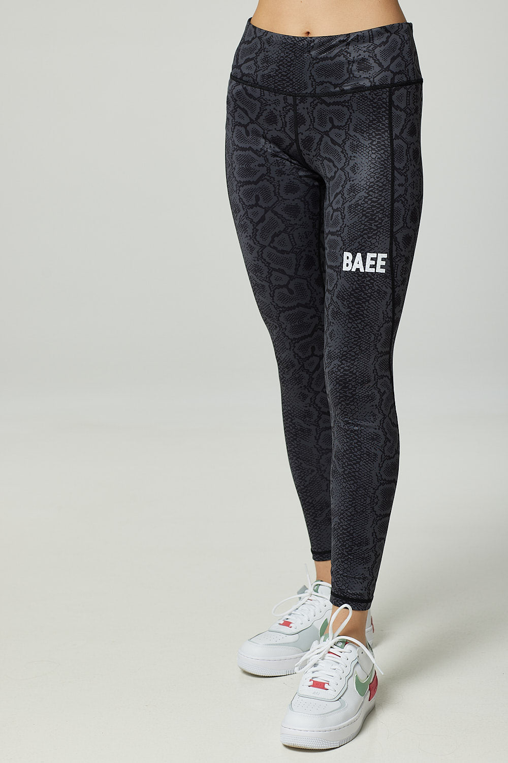 Womens animal print workout leggings in black
