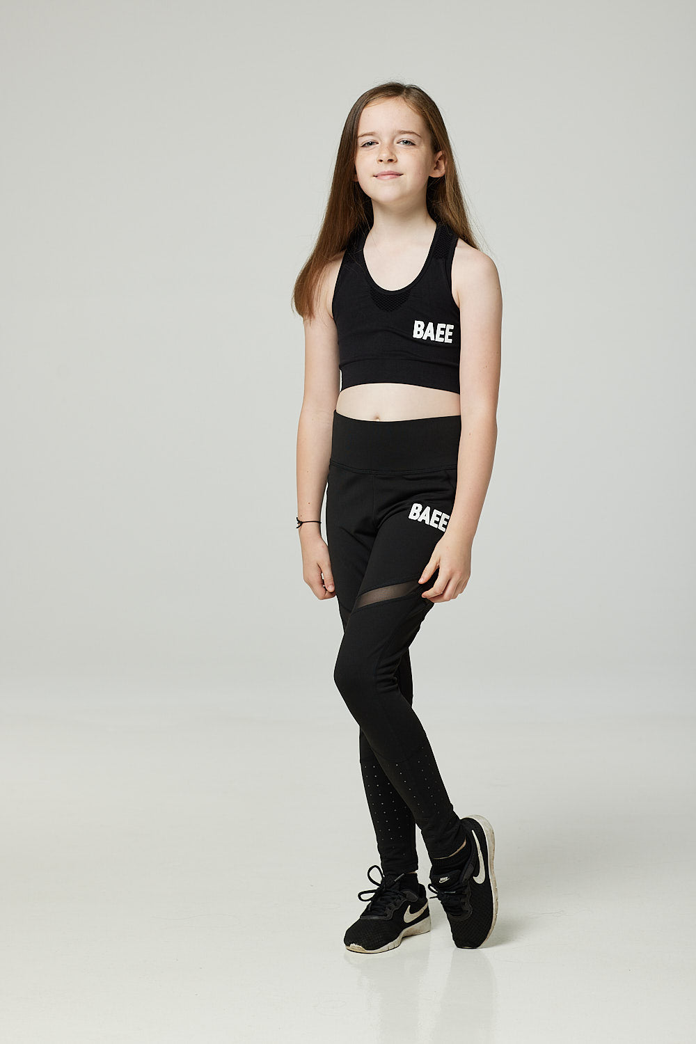 Kids Black Crop Top & Mesh Leggings
