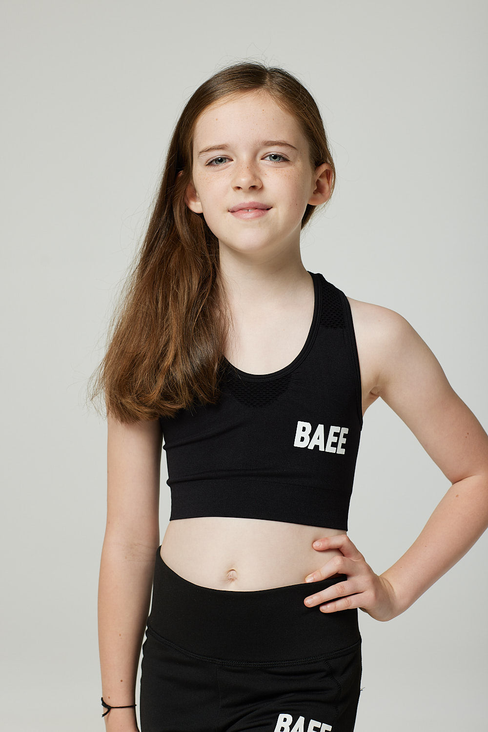 Kids Black Crop Top & Mesh Leggings