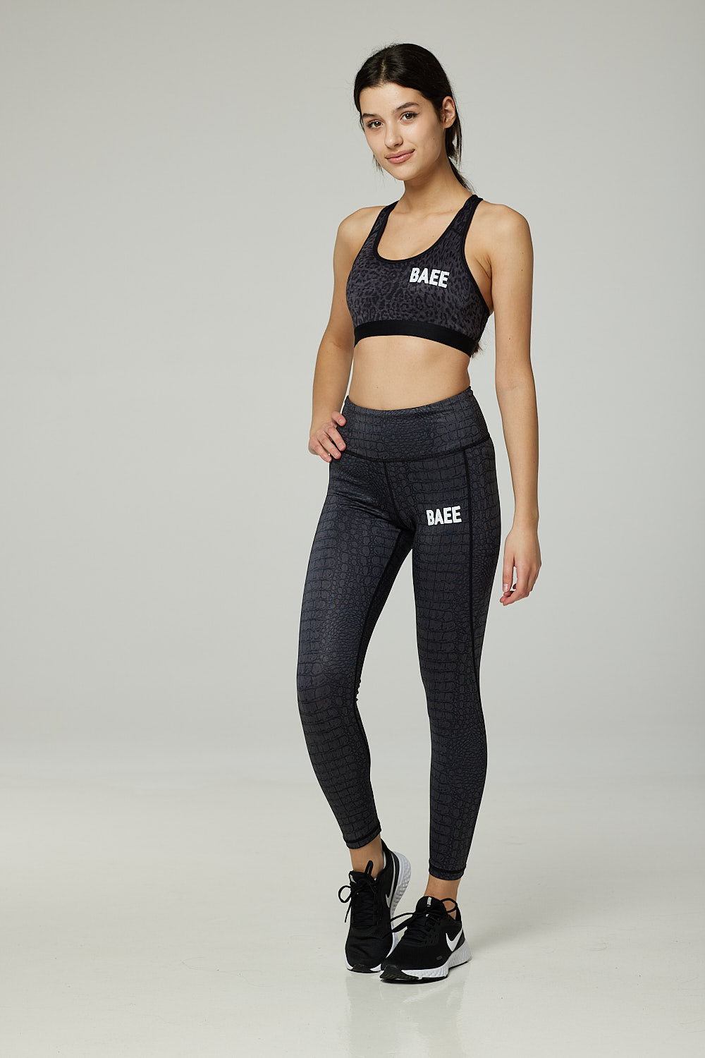 Black Crocodile Print Leggings