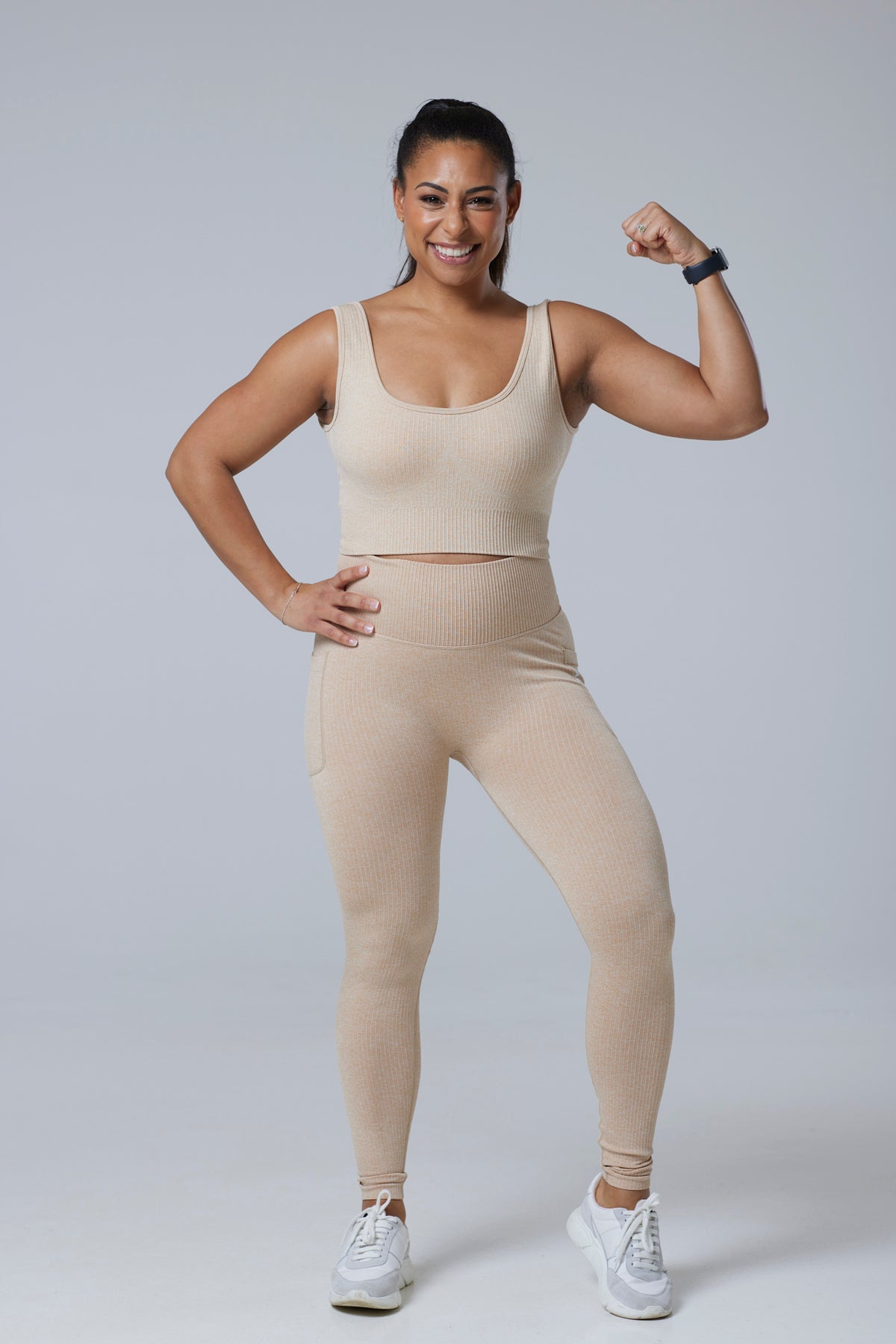 Matching nude melange gym set