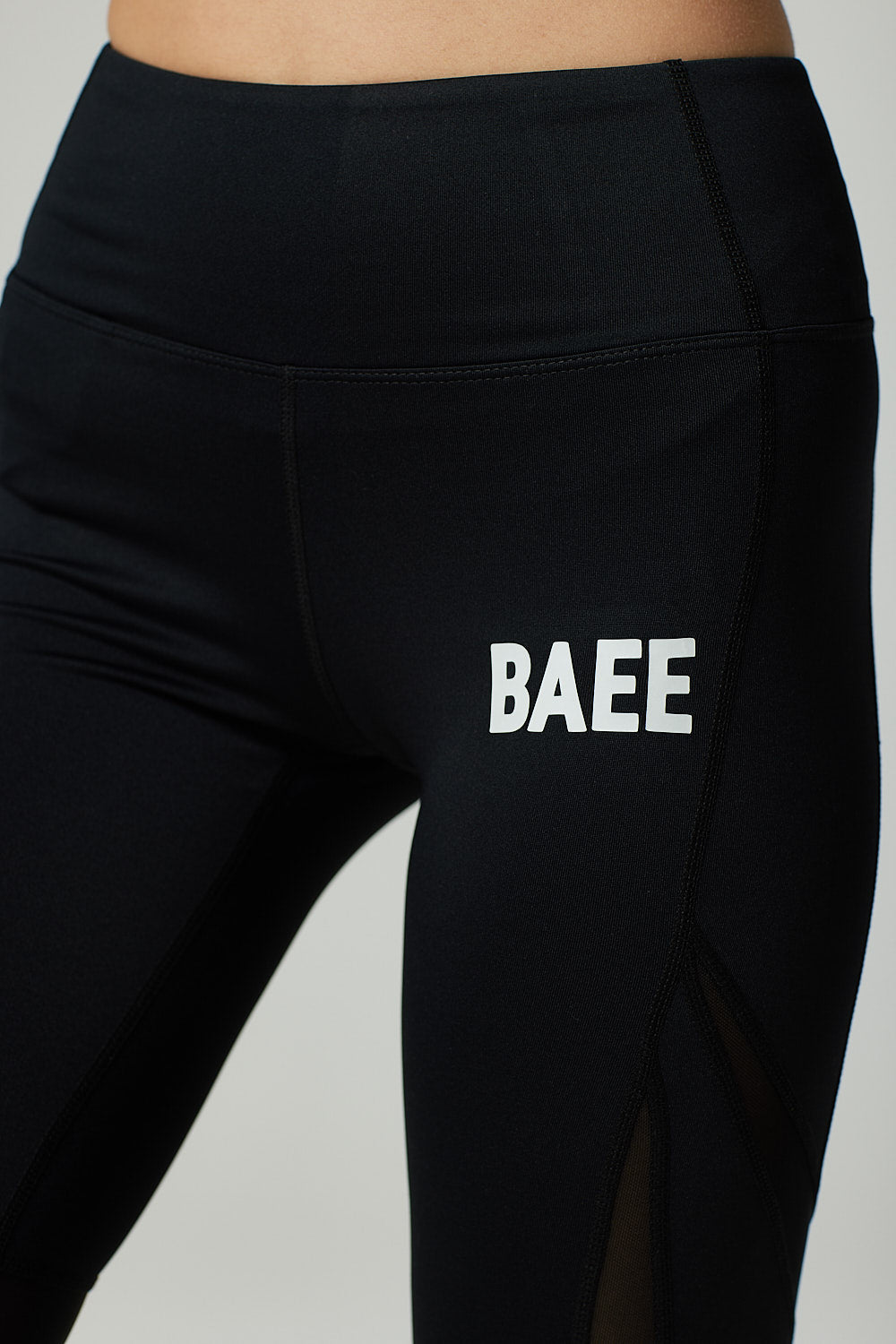 Black Mesh Panel Leggings Full Length