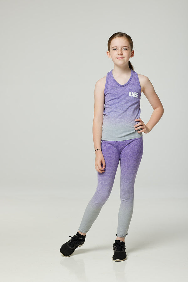 Kids Purple Marl Vest & Leggings Set