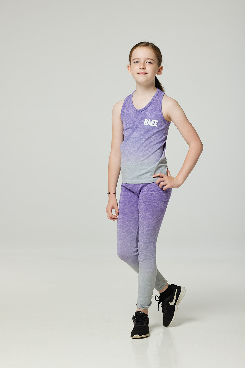 Kids Purple Marl Vest & Leggings Set