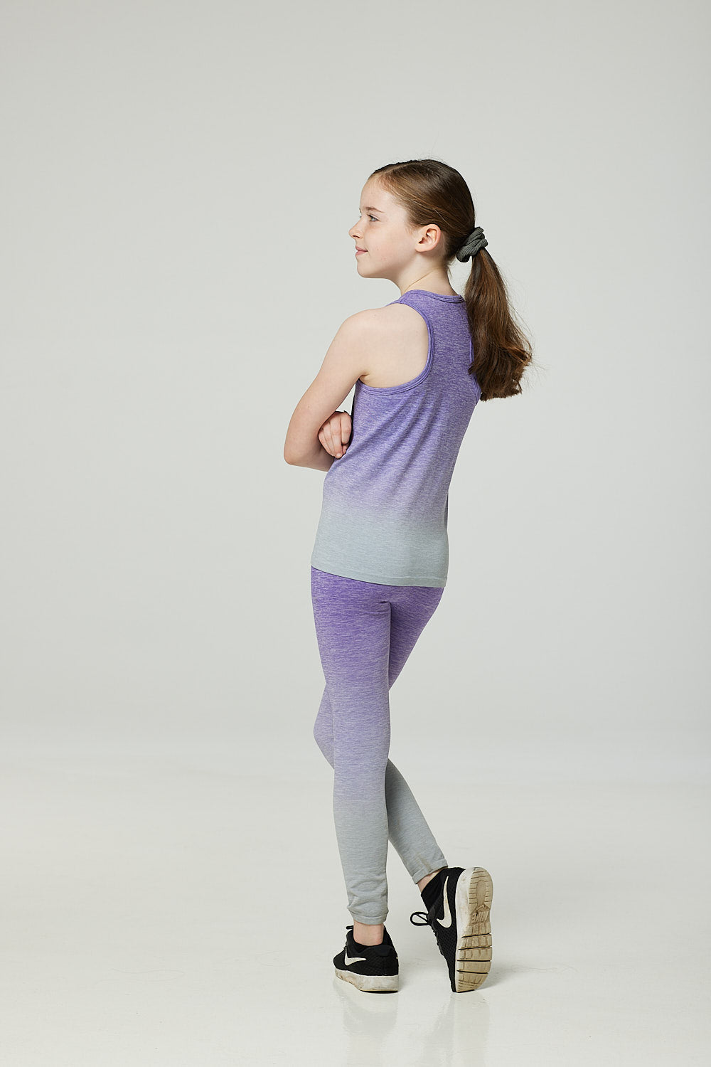 Kids Purple Marl Vest & Leggings Set