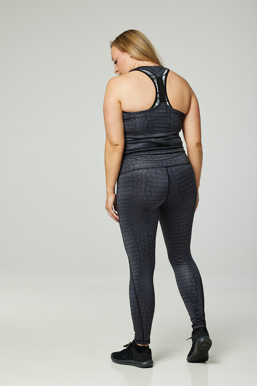Black Crocodile Print Leggings