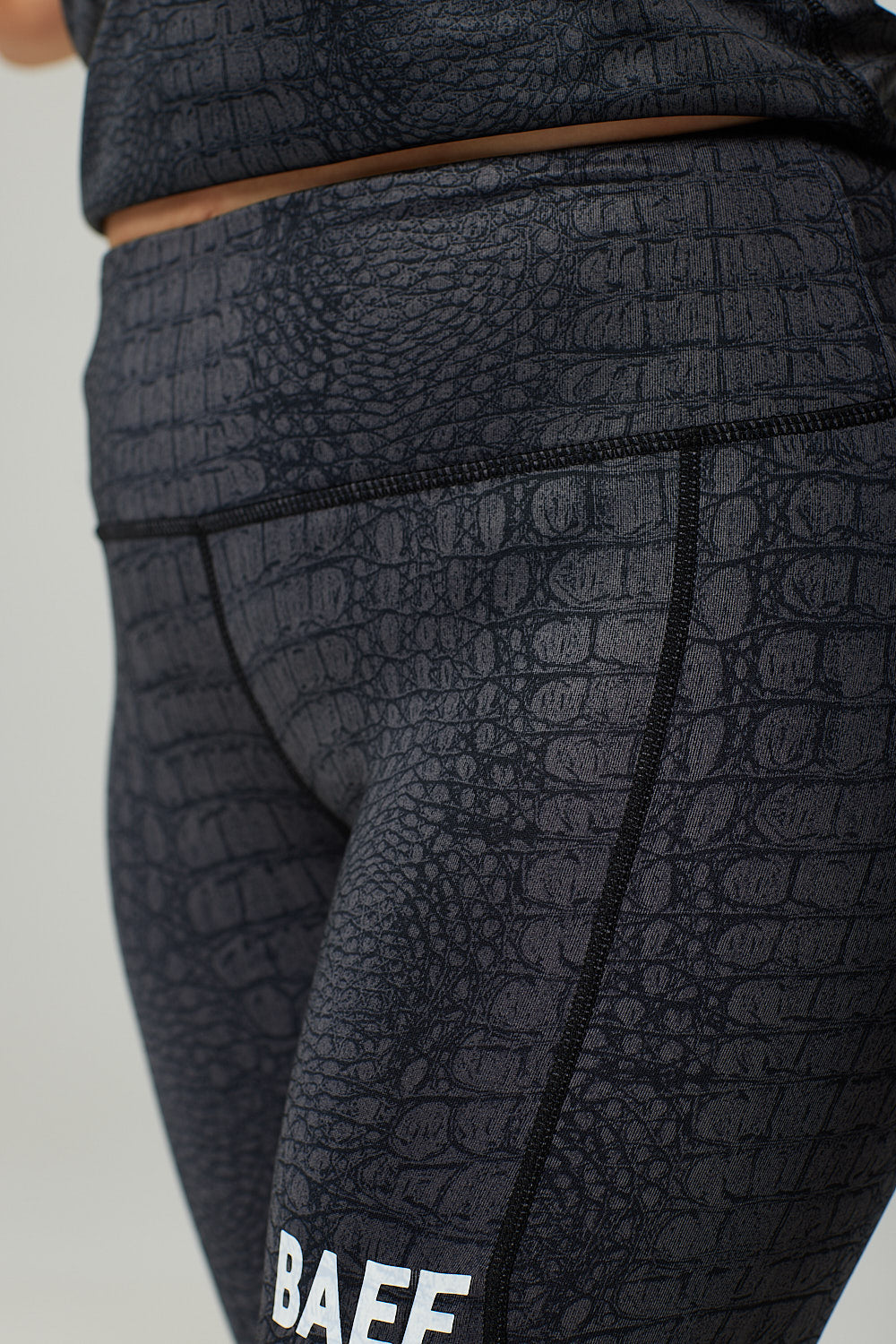 Black Crocodile Print Leggings