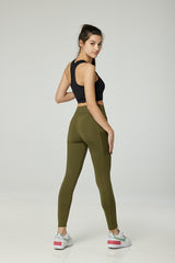 Olive workout leggings and BAEE crop top in black