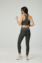 Seamless workout leggings with Iron grey crop top