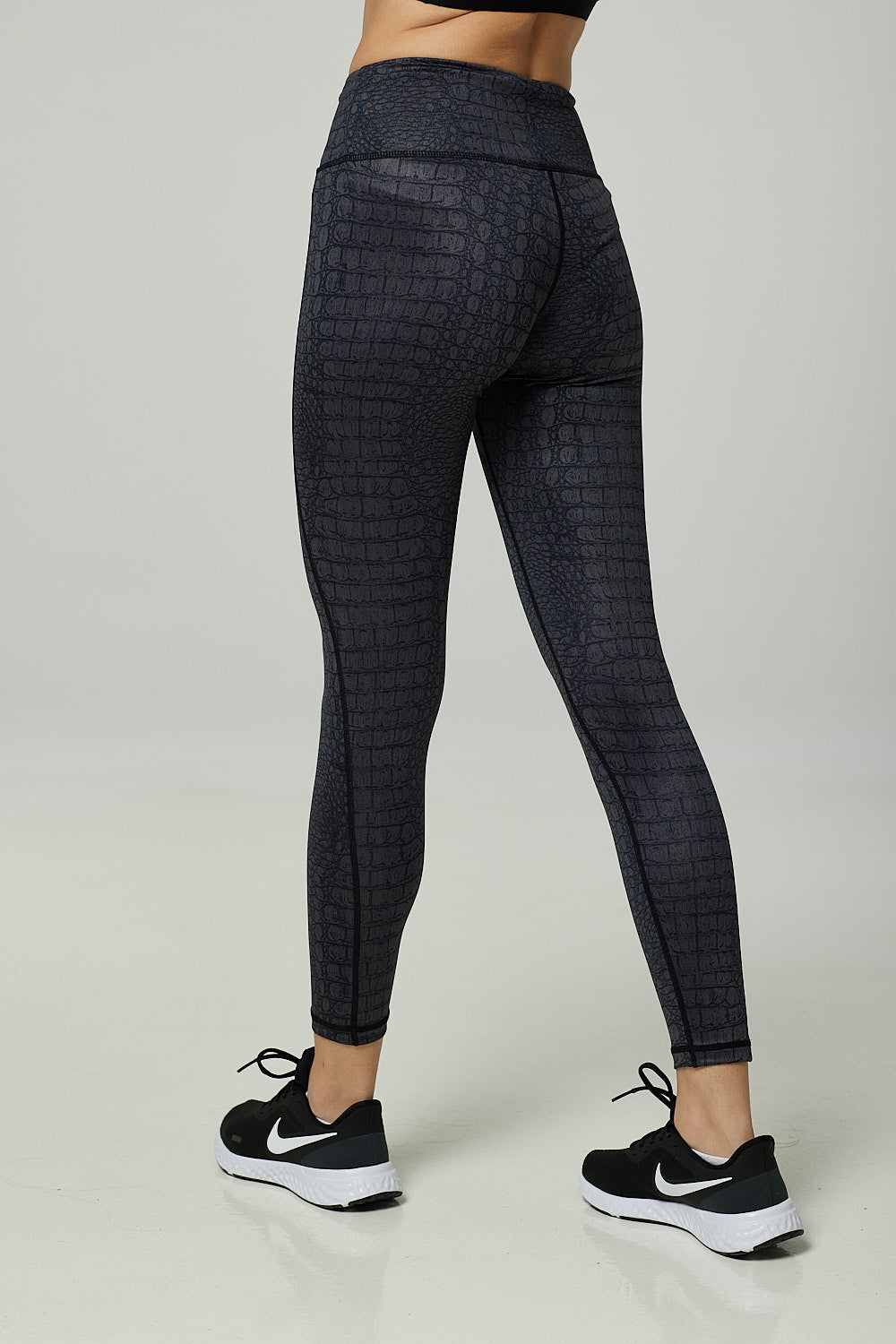 Black Crocodile Print Leggings