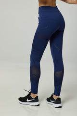 Womens seamless gym leggings in navy blue