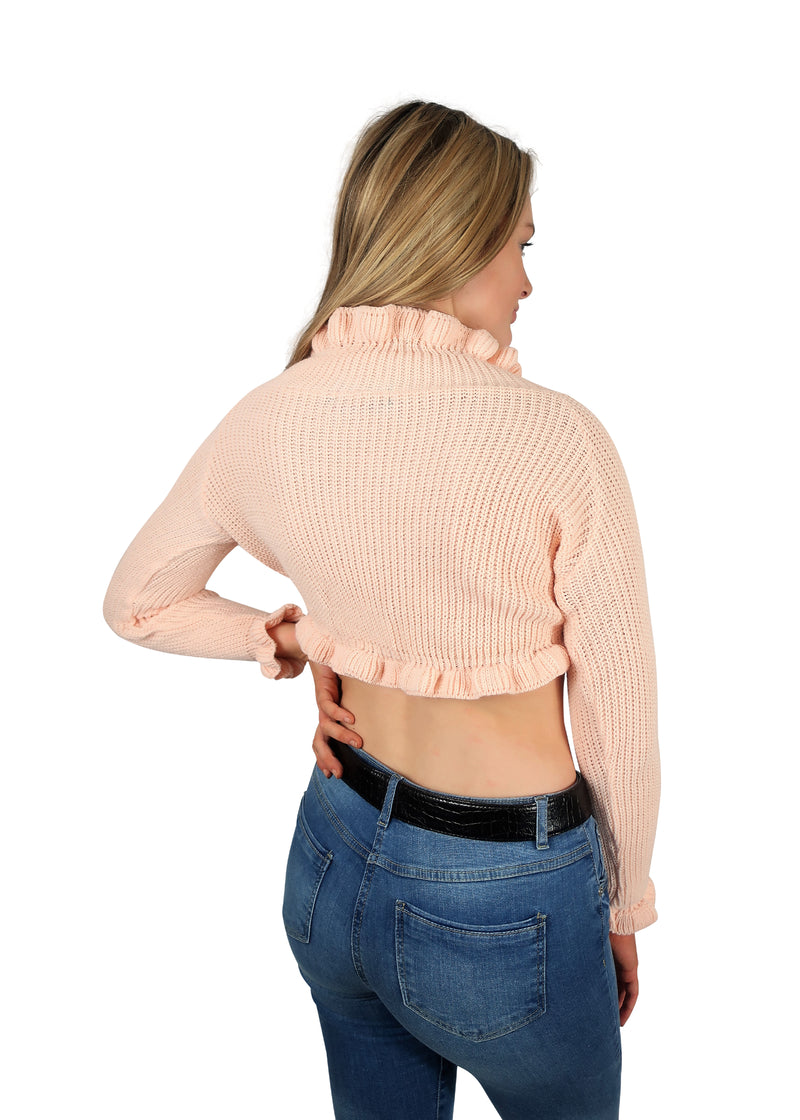 Jasmine Ruffle Knitted Crop Jumper