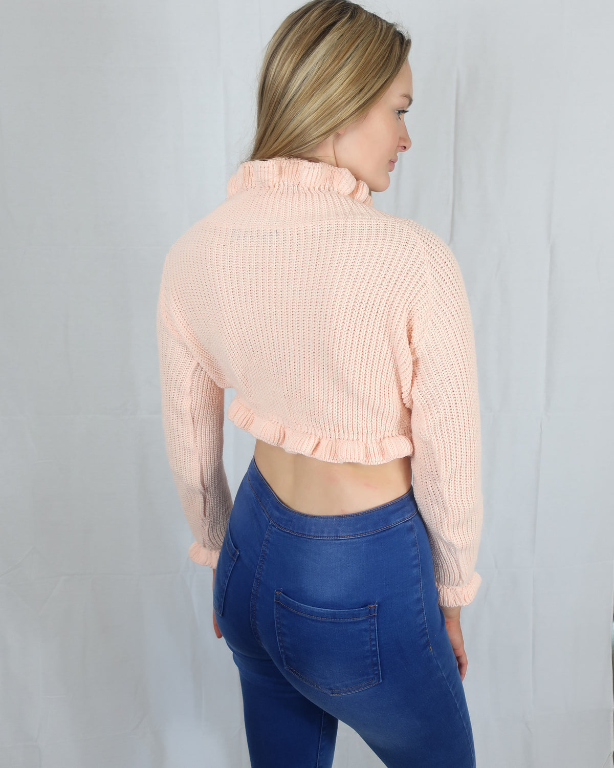 Jasmine Ruffle Knitted Crop Jumper