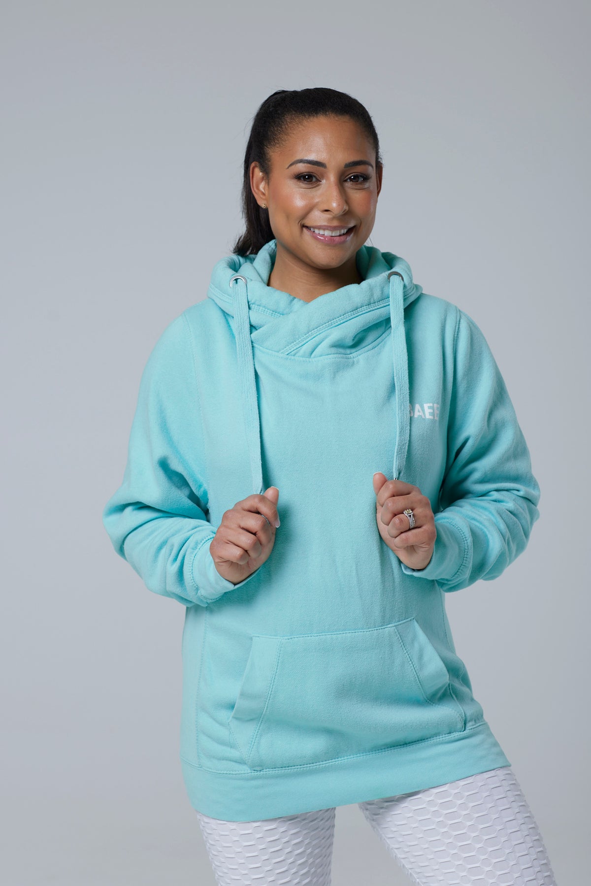 Peppermint Cross Neck Hoodie