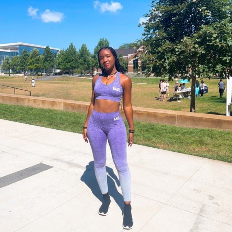 Purple/Light Grey Marl Women's Seamless fadeout leggings